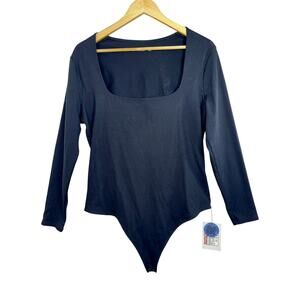 Abercrombie & Fitch Soft AF Black Square Neck Long Sleeve Bodysuit Women Size XL